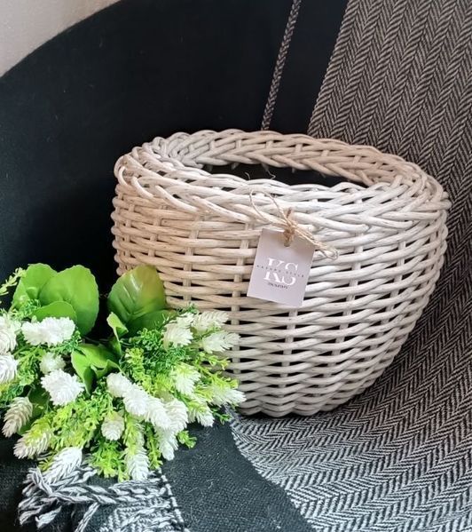 Плетёное кашпо из ротанга 40 л (дровница), круглое коричневое КД40-26 фото